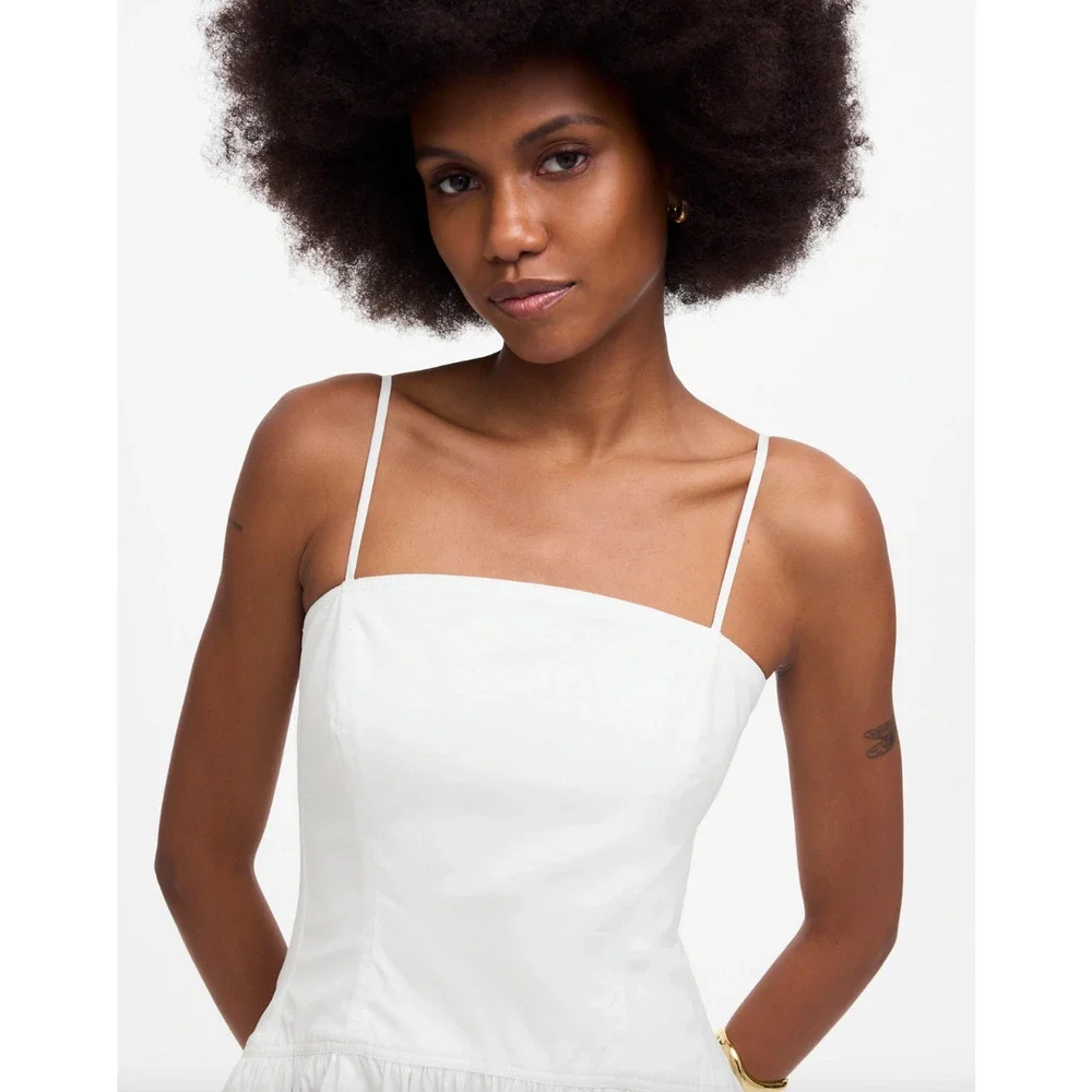 Madewell Poplin Seamed Maxi Dress A Line Minimalist Cotton White US 4 NWT - Picture 5 of 14